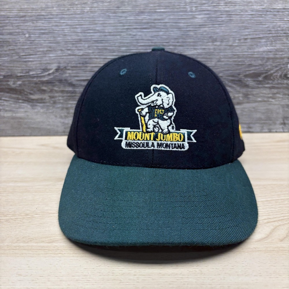 Mount Jumbo Hat Cap Snap Back Mens Black Green Elephant Missoula Montana